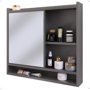 Imagem de Espelheira Armário de Banheiro Suspenso com Porta e Nichos Espelho Org