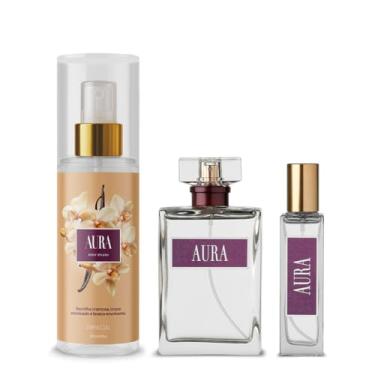 Imagem de Kit Aura Completo Perfume 100ml+ 30ml+ Body Splash 200ml by Primacial Fragrância Floral com Notas de Baunilha