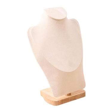Imagem de Colaxi Suporte de exibição de joias, colar, para venda de presentes, enfeite, joias, busto, organizador para casa, sala de estar, quarto, Beige L