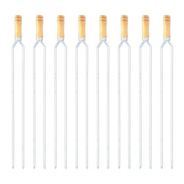 Imagem de Kit 18 Pçs Espeto Churrasco Alumínio Duplo Quadrado Reforçado Cabo Mad