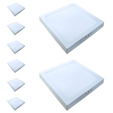 Imagem de Kit 8x Painel Plafon Sobrepor Alumínio Quadrado LED 12W 15x15cm Bivolt Branco Frio