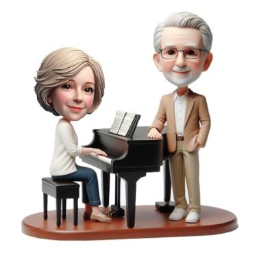 Imagem de Piano duplo personalizado Bobblehead feito à mão, ótimo presente para amantes de música, exibição artística de mesa, radiador vibratório harmonioso popular