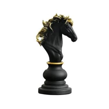 Imagem de Estatua Decoração Peças De Xadrez Cavalo Trofel Escultura Média Estátu