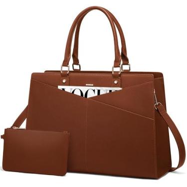 Imagem de Sacola para laptop LOVEVOOK Leather Business Office 15,6" marrom