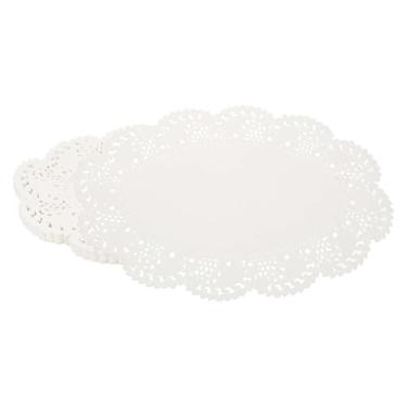 Imagem de YELARXI Doilies de papel, toalhas de renda branca de 30 cm, ovais, descartáveis, decorativos, flores vazadas, para bolos, sobremesas, comida, artesanato, festas, aniversário, utensílios de mesa