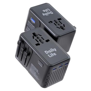 Imagem de DAILYLIFE Conversor De 220 V Para 110 V, Adaptador Viagem Eua-Europa - Combo Energia Com 3 Usb-C E 1 A Eua/Reino Unido/Ue/Austrália (1 Pacote) Preto
