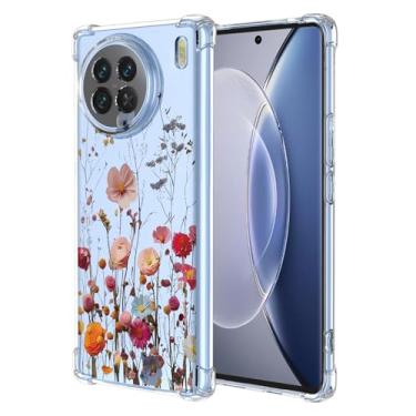 Imagem de RRXSYXL Capa para vivo X90 5G, Vivo X90S com estampa floral transparente, capa macia à prova de choque para vivo X90 5G, Vivo X90S, linda flor