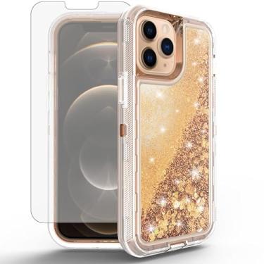 Imagem de Asuwish Capa de celular para iPhone 13 Pro Max 2021 de 6,7 polegadas com protetor de tela com glitter líquido brilhante capa protetora híbrida transparente iPhone13promax 5G i Phone13Max Plus iPhone13