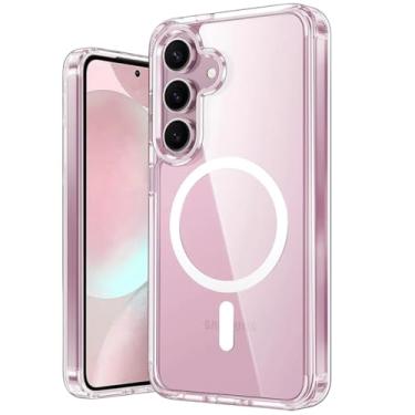 Imagem de Capa Capinha Clear Case Compatível Com Carregador Por indução Sem Fio Compatível Com Samsung Galaxy S25+ Plus 6.7 Polegadas - Bluepink