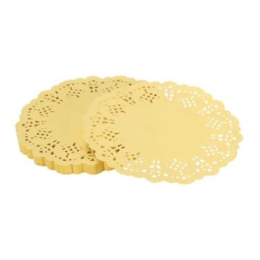 Imagem de YELARXI Doilies de papel, toalhas de renda de papel, descartáveis, redondos, modernos, decorativos, volumosos, 11 cm, adequado para bolos, sobremesas, artesanato, grelhados, fritos, utensílios de mesa