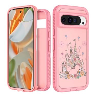 Imagem de Plakill Capa para Google Pixel 9 Pro XL - Capa protetora feminina feminina estética kawaii design exclusivo floral castelo flor resistente à prova de choque capa protetora para celular para Pixel 9