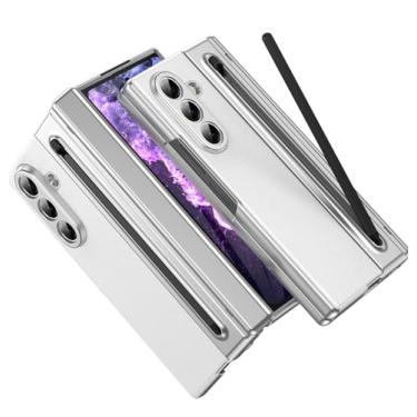 Imagem de Hovisi Capa para Samsung Galaxy Z Fold 7 com [S Pen] [com protetor de dobradiça e protetor de tela] Capa traseira de couro, capa protetora para celular Samsung Galaxy Z Fold 7 5G com S Pen branca
