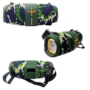 Imagem de Caixa de Som Bluetooth Portátil, 100W PMPO, LED RGB, 6W x 2, Bateria 1500mAh (Camuflado)