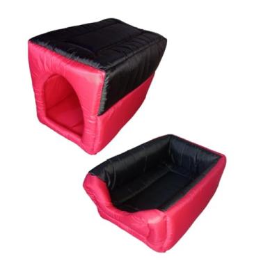 Imagem de Cama para cachorro ou gato pet 2 em 1- sem estampa (Bicolor (vermelho com preto),Nº 4 (GG))