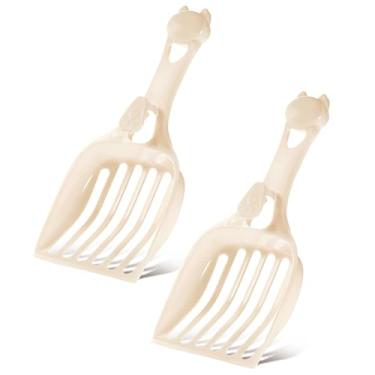 Imagem de Ptwola 2 peças de colher de areia para gatos com lâminas largas, peneira de areia para gatinhos, pá profunda, levantador de cocô de fácil velocidade, cabo confortável de plástico durável captura todos