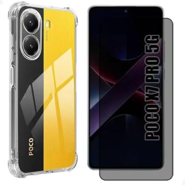 Imagem de [GL CASES] Kit Capa Poco X7 Pro Case Capinha Xiaomi Poco X7 Pro Anti Impacto Reforçada Silicone Transparente Flexível Proteção De Câmera + Película poco x7 pro Privacidade Vidro Anti Spy Espião