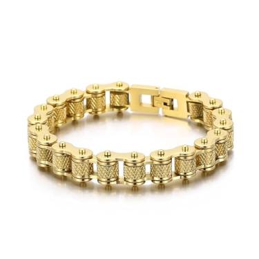 Imagem de Generic Pulseira masculina cubana de ouro 18k, estilo cara durão, pulseira hip-hop, adequada para feriados