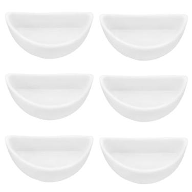 Imagem de ECSiNG 6 peças mini prato de cerâmica de caranguejo eremita 4,21 x 2 x 1,05 cm em forma de semicírculo tigela de comida de réptil para aranha caranguejo eremita tarântula milípede branca