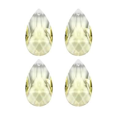 Imagem de PATIKIL Pingentes de cristal K9, contas de gota, pacote com 4 peças de prismas de lustre de 38 mm, contas penduradas, lâmpada DIY para decoração de artesanato, amarelo