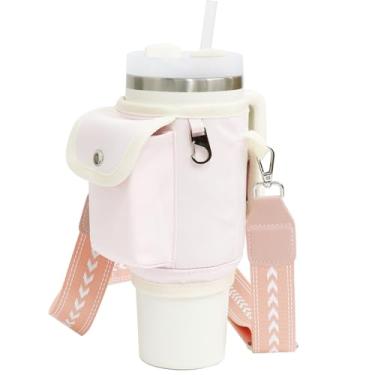 Imagem de Bolsa de transporte para garrafa de água com alça para copo de 1,134 g – Suporte para garrafa de água com bolso para telefone, serve para Stanley Quencher H2.0, Simple Modern e mais – Acessórios