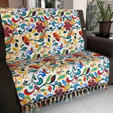 Imagem de Manta Para Sofá em Tecido Jacquard Floral Color 190x140cm - Sua Casa D