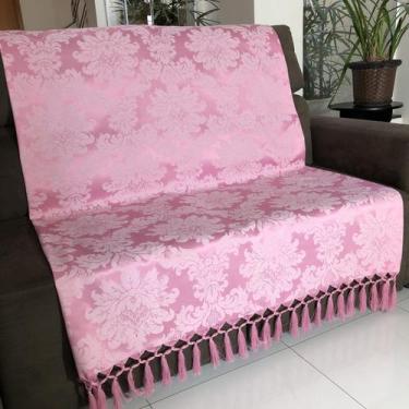 Imagem de Manta Para Sofá em Tecido Jacquard Medalhão Rosa Bebê 190x140cm - Sua 