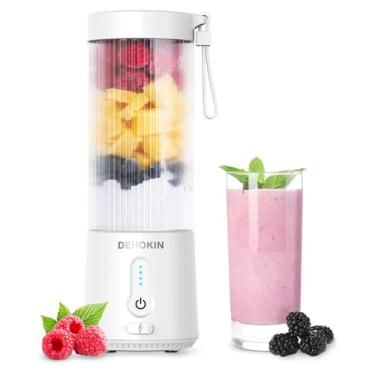 Imagem de DENOKIN Liquidificador portátil de 473 ml, liquidificador pequeno sem fio tamanho pessoal para shakes e smoothies com 6 lâminas para cozinha, casa, viagem