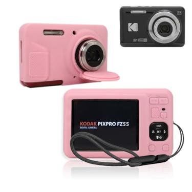 Imagem de Capa para Kodak PIXPRO FZ55, capa protetora de silicone para câmera NOUKAJU com cordão, à prova de quedas, à prova de choque, à prova de poeira, capa protetora para câmera Kodak PIXPRO FZ55 (rosa)