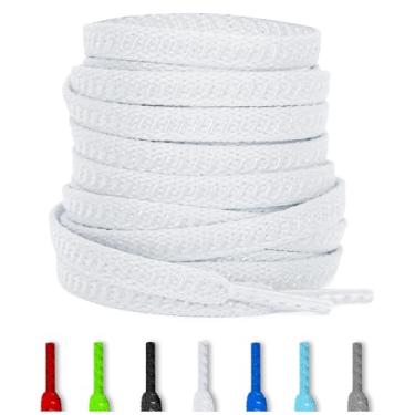 Imagem de UamGlsob Cadarços de futebol antiderrapantes de 7 mm para botas de futebol, aderência durável, antiderrapante, cadarços de substituição para chuteiras, Branco, 47''/120cm