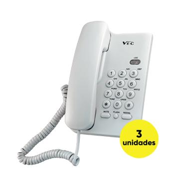 Imagem de Kit 3 Telefones com Bloqueador Vec KXT 3026 Branco