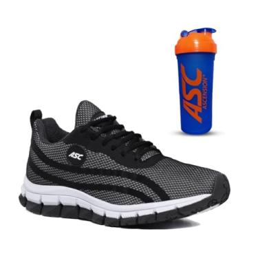 Imagem de Tênis Feminino Ascension + Coqueteleira – Leve, Macio e Confortável para Caminhada, Corrida, Academia e Uso Diário | Estilo Esportivo e Urbano (Preto e Cinza+ CQ.AZL, BR, Adulto, Numérico, 43)