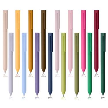 Imagem de BAYTORY 16 canetas de gel coloridas giratórias, canetas sortidas de ponta fina de 0,5 mm, caneta de tinta multicolorida de escrita suave, anotações de diário com aderência confortável, para marcação