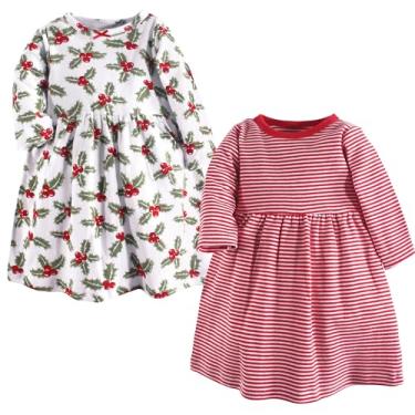 Imagem de Luvable Friends Hudson Baby, vestidos de manga comprida, pacote com 2, Listra vermelha, 3-6 Meses