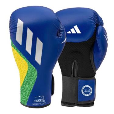 Imagem de Luva de Boxe adidas em PU Speed TILT 150 CBBOXE Brasil, Azul, 12 oz