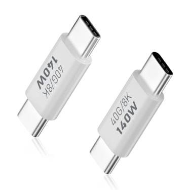 Imagem de Duttek USB C macho para macho para Thunderbolt 4/3, extensor de acoplador USB C 40G suporta PD 140W, 8K @60Hz para MacBook Pro/Air, laptop, telefones e mais dispositivos tipo C, pacote com 2