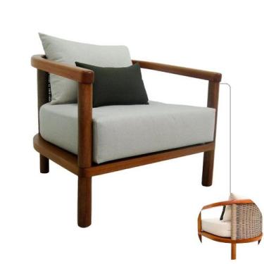 Imagem de Poltrona Roa Madeira Corda Náutica Almofadas Impermeáveis - NossaKasa 