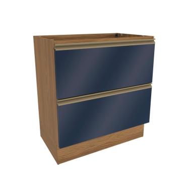 Imagem de Balcão 2 Gavetas Kappesberg Celeste 100% Mdf Nogueira/azul Profundo 80cm
