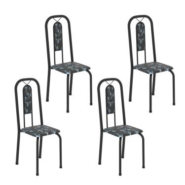 Imagem de Cadeiras para Sala de Jantar 4 Unidades Lívia Floral Preto