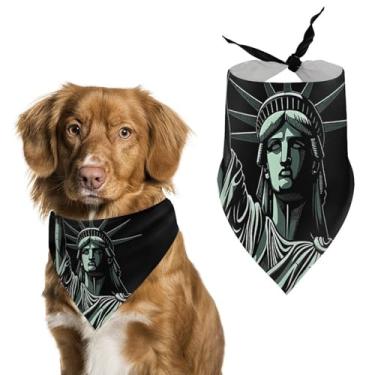Imagem de Cachecol de poliéster triângulo estampado com estampa Estátua da Liberdade - Tamanho único (70 x 30 cm)
