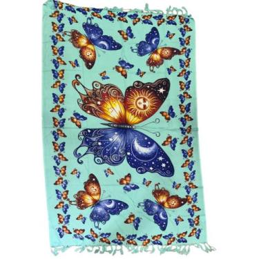 Imagem de Canga Estampada Borboletas Astral Sol e Lua - Deeyaa Indiana, Verde, U