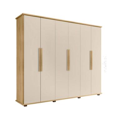Imagem de Guarda-Roupa Casal 6 Portas 4 Gavetas Canadá Cinamomo/Off White – RV Móveis