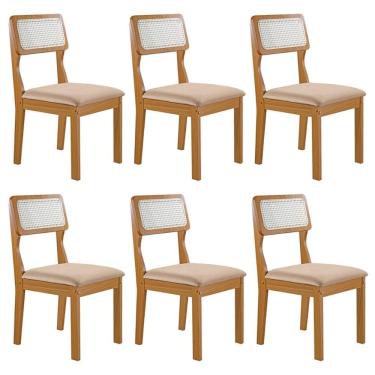 Imagem de Conjunto de 6 Cadeiras Agata Retrô com Estofado em Linho