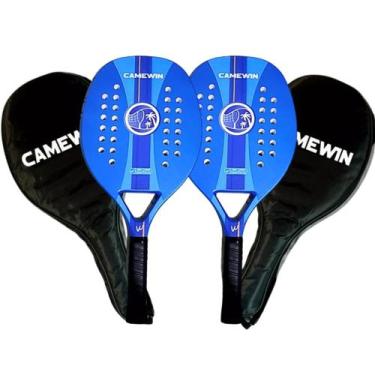 Imagem de 2x Raquetes Beach Tennis de praia Carbono Camewin com Estojo, Azul, 47