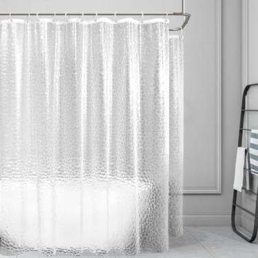 Imagem de zokyer Cortina de chuveiro Clawfoot para banheira, transparente, cubo de água de 450 x 180 cm, forro redondo, translúcido, transparente, decoração, banheiro, painel extralargo, PEVA, ganchos de
