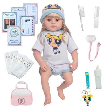 Imagem de Bebê Reborn Realista 100% Silicone Cabelo Loiro Kit Completo - Cegonha
