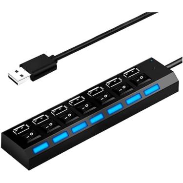 Imagem de Hub USB 7 Portas com LED – Expansor USB 2.0 para Notebook, PC,Teclado e Mouse – Plug & Play, Ideal para Periféricos
