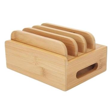 Imagem de Generic Wood Desktop Docking Charging Stand Múltipla estação de carregamento Cord Box Poting Rack Rack para vários dispositivos laptops