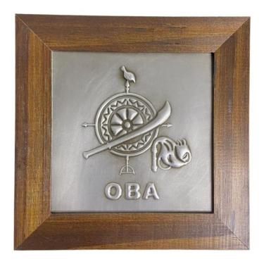 Imagem de Quadro Orixá Obá Em Aço E Madeira Imbuia 18X18 Cm