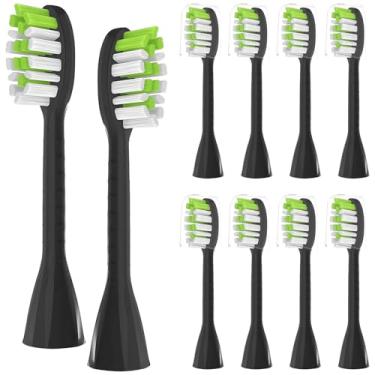 Imagem de Cabeças de substituição de escova de dentes compatíveis com escova de dentes Philips One Series Sonicare HY1200/06 BD1003/AZ, cerdas macias, preto, pacote com 10