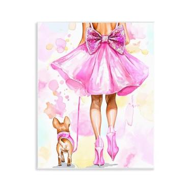 Imagem de Stupell Industries Desenho artístico de placa de parede Walking The Runway Gal por Jess Stempel, 35 x 28 cm